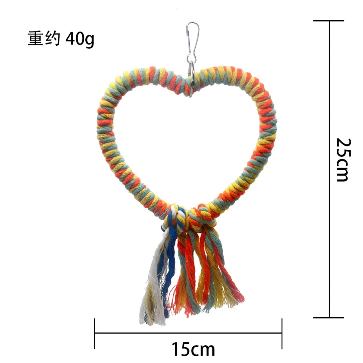 Heart-Shaped Cotton Rope Bird Swing & Perch Toy