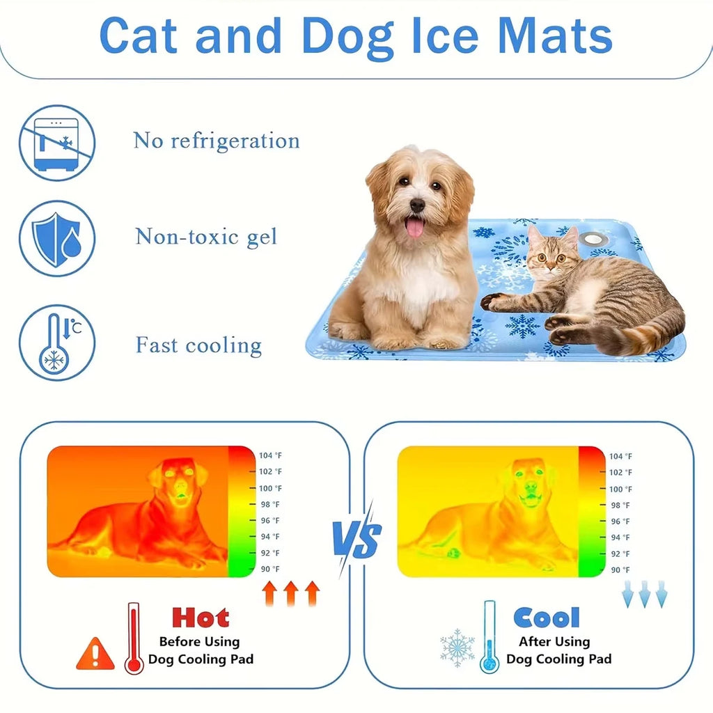 Pet Cooling Mat, Polymer Soft Ice Gel Cool Pad, Waterproof Wear Resistant, Summer Heat Relief Cooling Cushion for Dogs & Cats