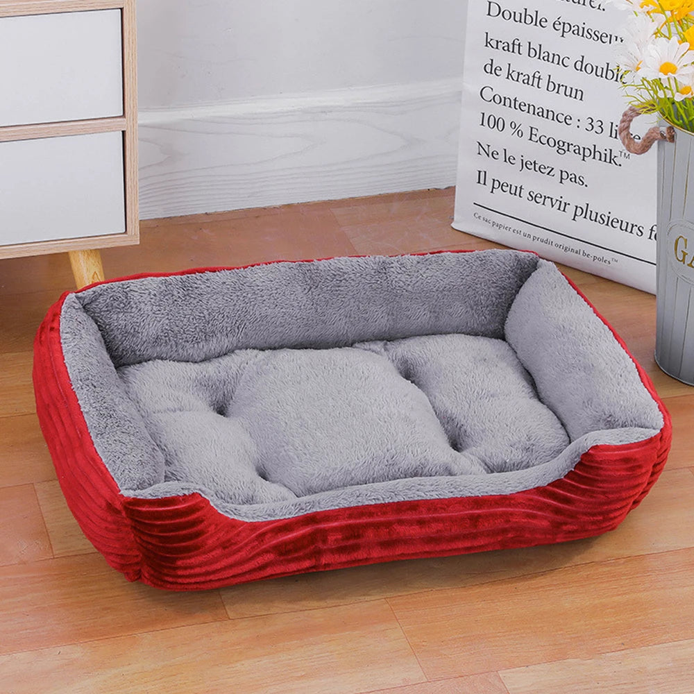 Soft Square Large Dog Sofa Elastic Dog House Cushion Winter Warm Medium Dog Bed Washable Cat Kennel House Accessories