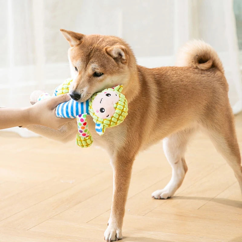 Cute Animals Plush Dogs Cats Toy Interactive Squeaky Puzzle Toy Bite Resistant Teeth Grinding Cleaning Pet Chewing Supplies