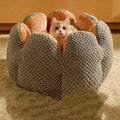 Petal Shaped Pet Bed, Plush Round Dog & Cat Cushion Mat with Knitted Texture, Ultra Soft Warm Nest for Kittens Puppies in Winter