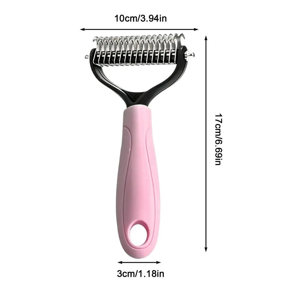 Double Sided Pet Deshedding Brush Dog Undercoat Rake For Shedding & Dematting Dog Dematting Grooming Tool For Pet Grooming Tool