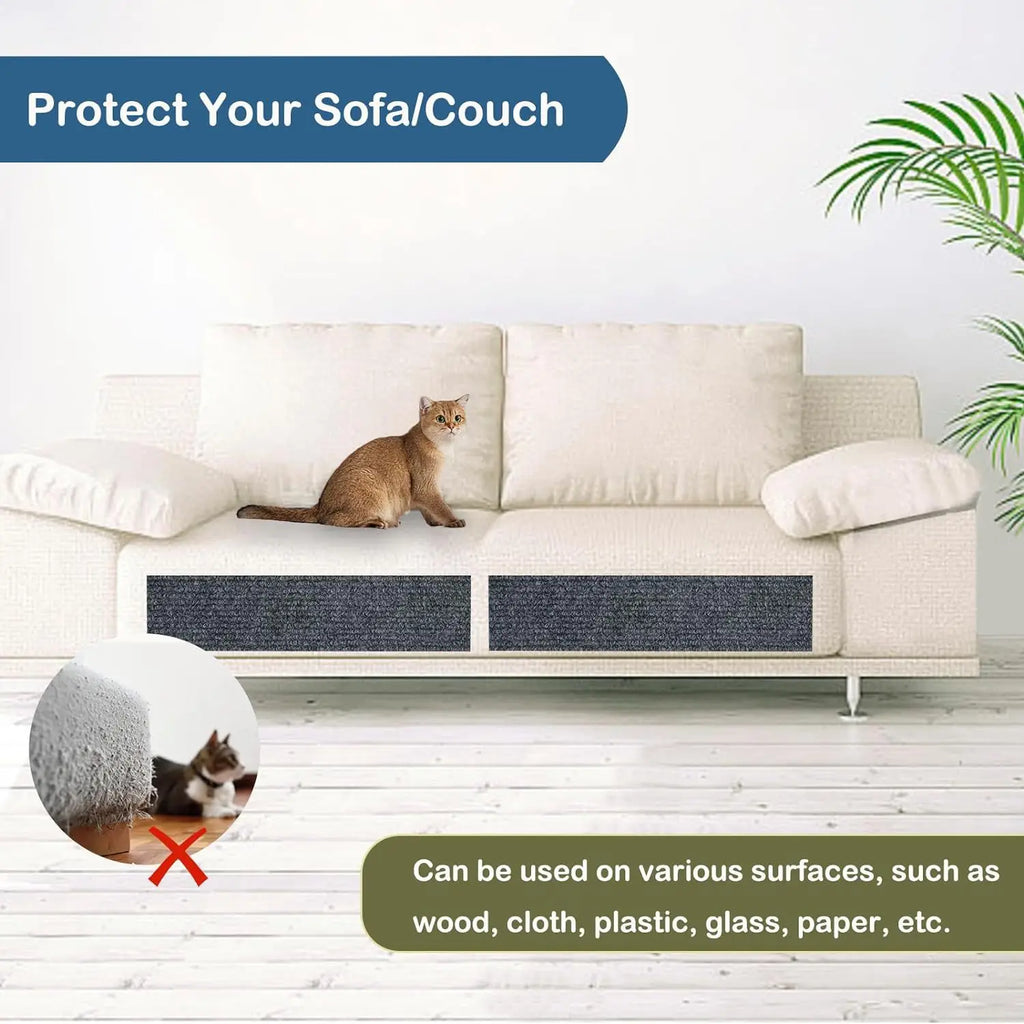 Cat Scratch Board Wall Self Adhesive Anti Scratch Sofa Protector DIY Cat Scratching Mat Carpet Trimmable Paw Sharpener Furniture Protector Couch Guard Scratch Pad for Cats Kittens
