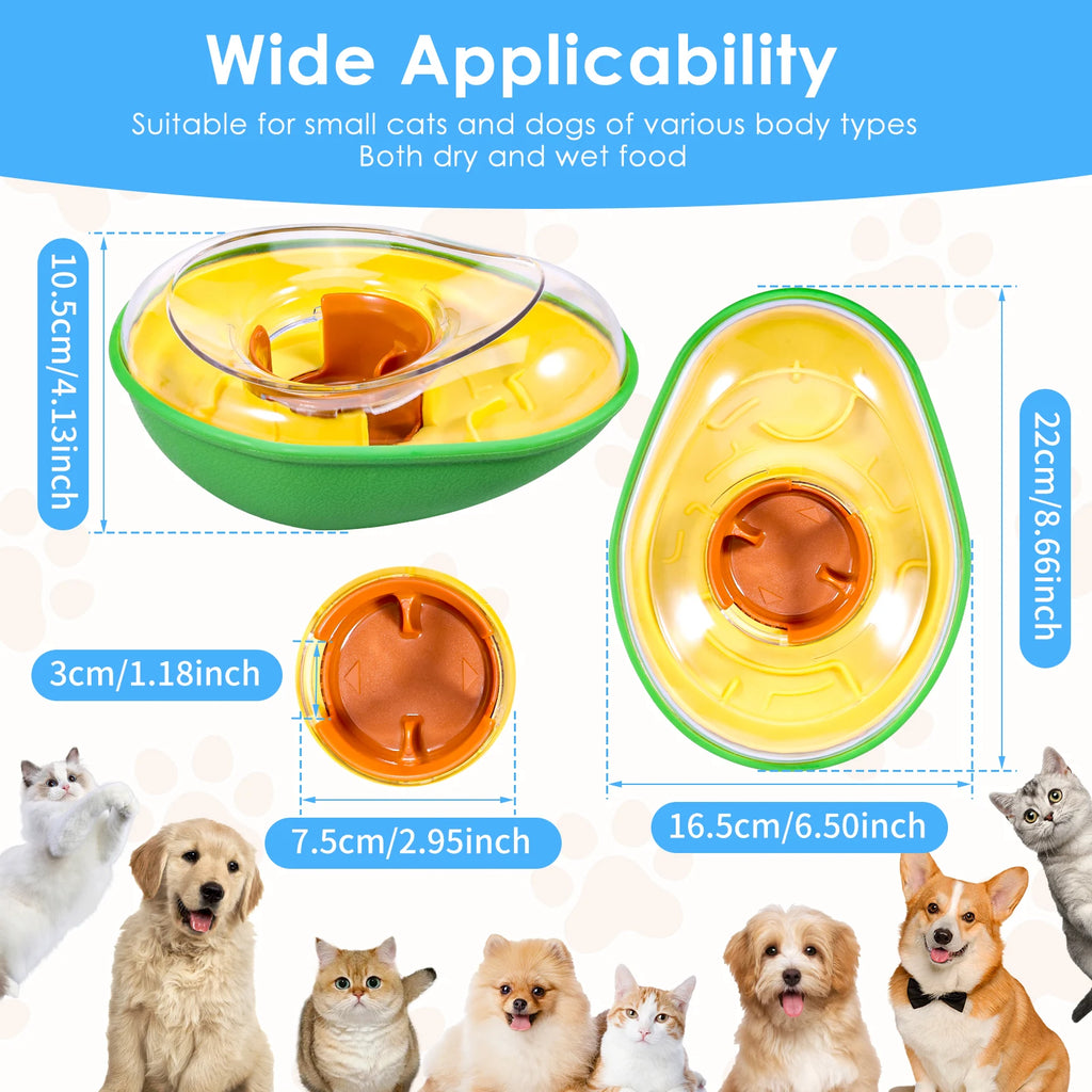 Dog Treat Dispenser Toy Avocado Non Spill Treat Dispensing Wobble Toy Interactive Pet Slow Feeder Bowl Pet Supplies for Dog Cat