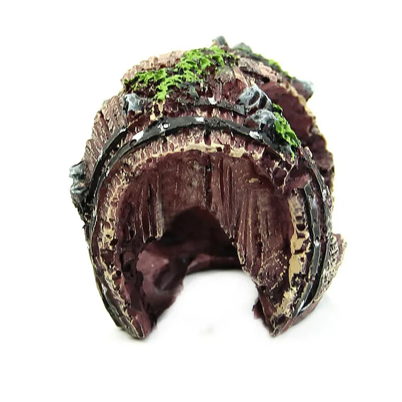 Aquarium Decorations for Fish for Tank Resin Broken Barrel Hideout Cave for Shri Tank Aquarium Decoration Background