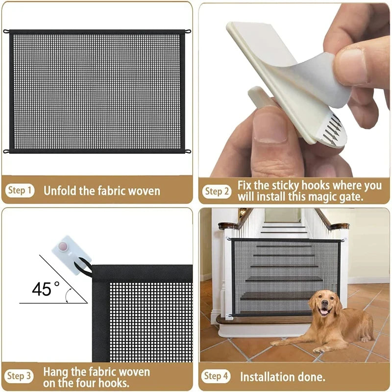 Foldable Mesh Dog Safety Fence & Playpen Gate