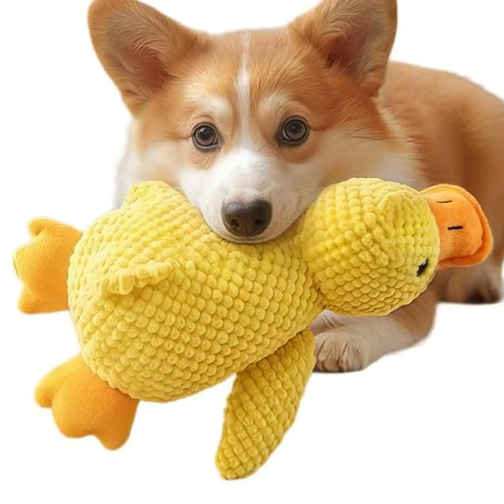 Duck Dog Toy Plush Chew Resistant Durable Dog Toy With Quacking Sound Teeth Grinding Relief Soft Companion Comfort Teething
