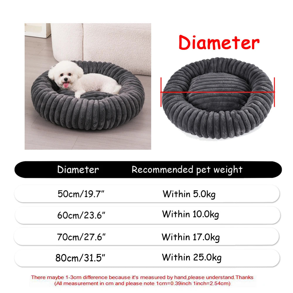 Round Dog Bed Winter Warm Cat Bed Plush Basket for Dog Washable Pet Bed for Small Medium Large Dog Sofa Cat