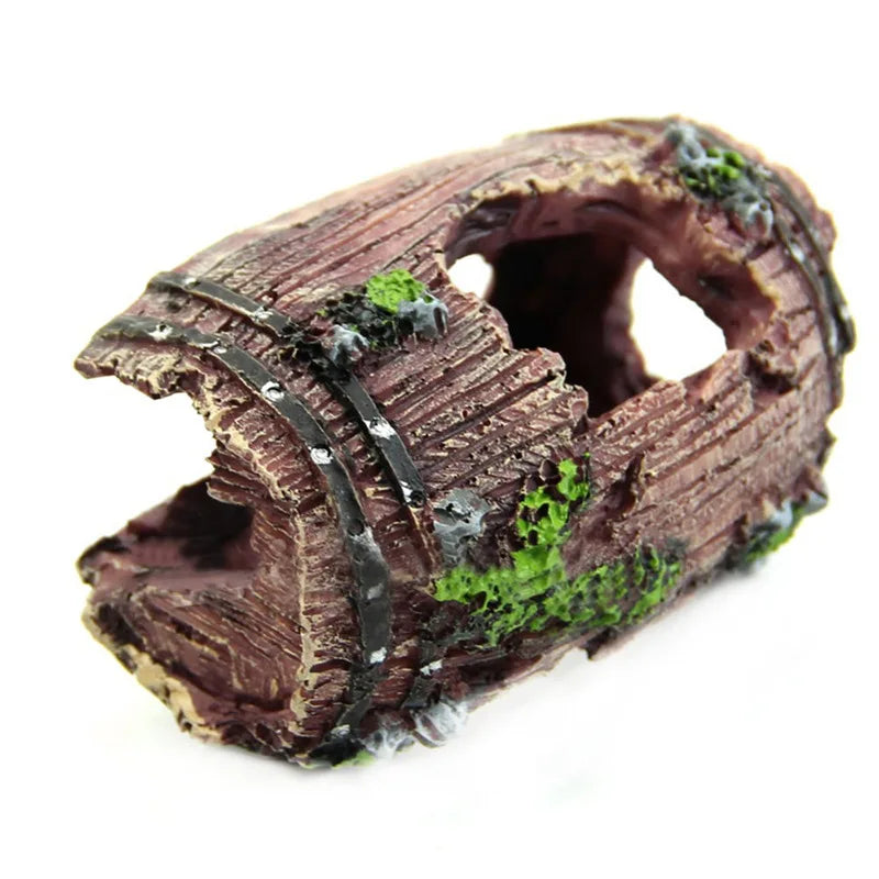 Aquarium Decorations for Fish for Tank Resin Broken Barrel Hideout Cave for Shri Tank Aquarium Decoration Background