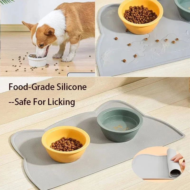 Silicone Pet Feeding Mat Waterproof Anti Slip Dog Cat Bowl Mat Leak Proof Easy Clean Pet Placemat Supplies Cat Bowl Mat Feeding