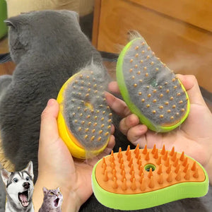 Electric Steam Brush for Cats & Dogs – 3-in-1 Grooming & Massage Tool