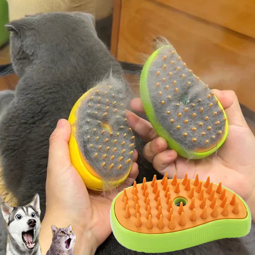 Electric Steam Brush for Cats & Dogs – 3-in-1 Grooming & Massage Tool