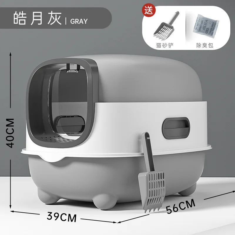 Cat Litter Box Fully Enclosed Large Cat Toilet Odor Control Disinfection Cat Litter Drawer Oversized Hooded Litter Pan Anti-Splash Easy Clean Pet Toilet Box Kitten Litter Tray