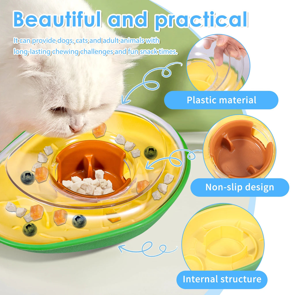 Dog Treat Dispenser Toy Avocado Non Spill Treat Dispensing Wobble Toy Interactive Pet Slow Feeder Bowl Pet Supplies for Dog Cat