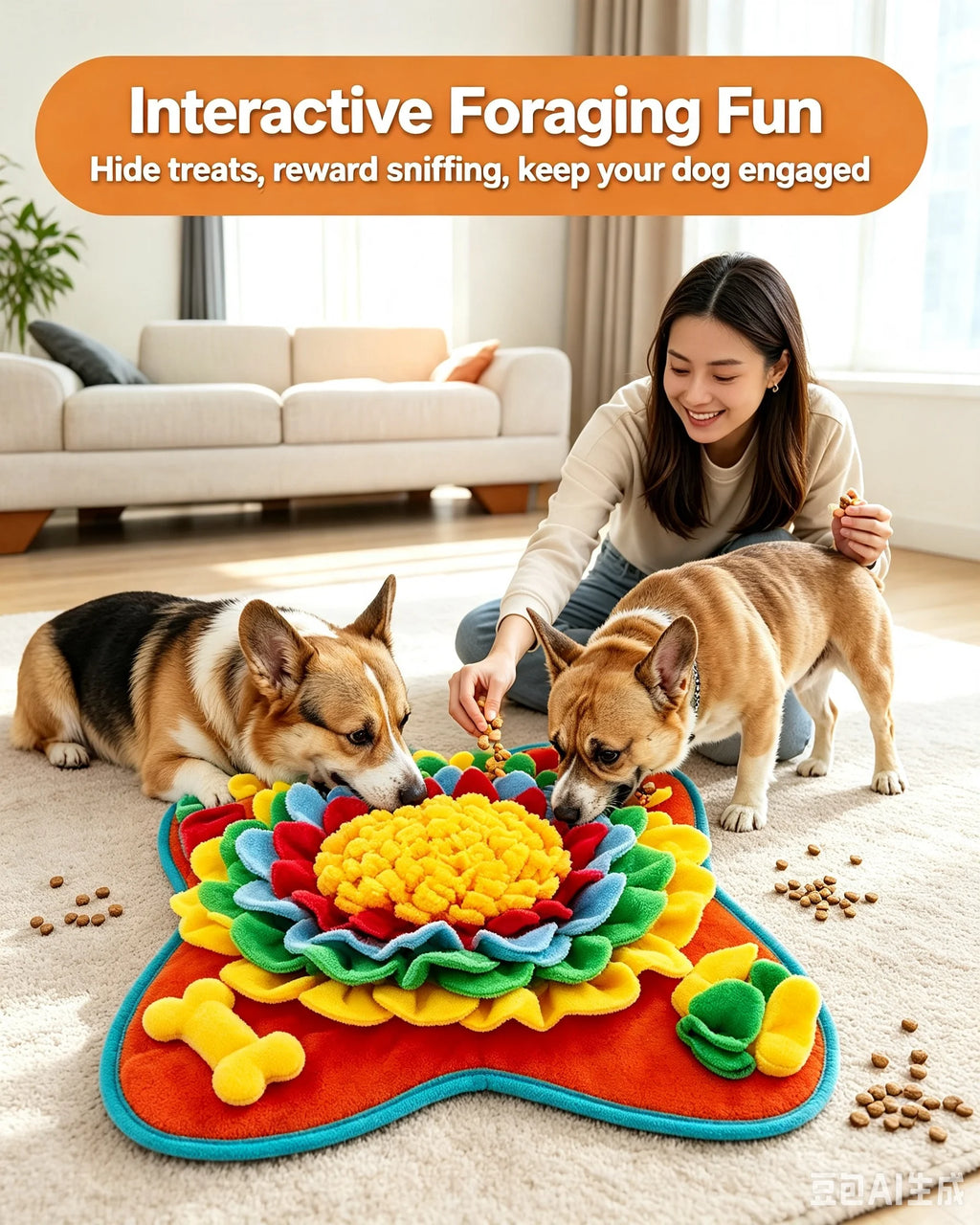 Good Pet Snuffle Mat for Dogs,Interactive Feed Puzzle for Boredom,Encourages Natural Foraging Skills