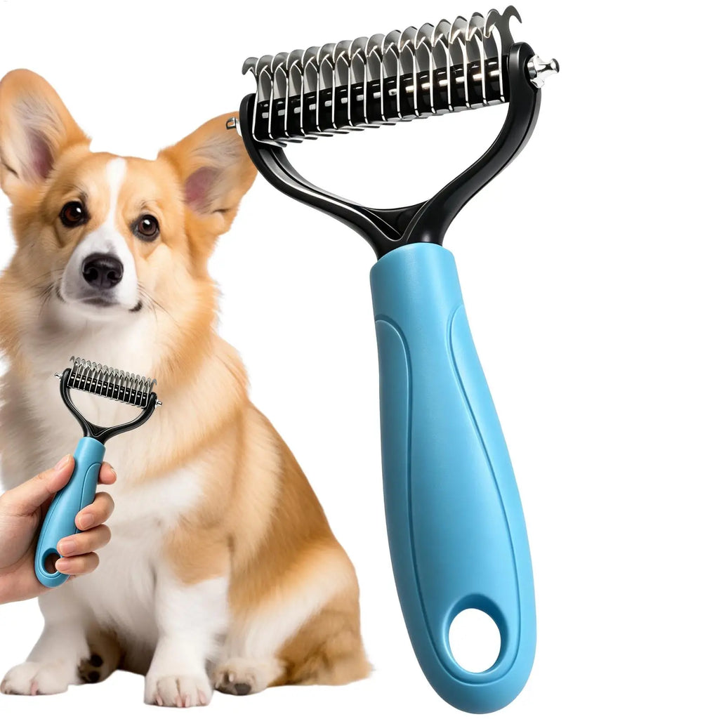 Double Sided Pet Deshedding Brush Dog Undercoat Rake For Shedding & Dematting Dog Dematting Grooming Tool For Pet Grooming Tool