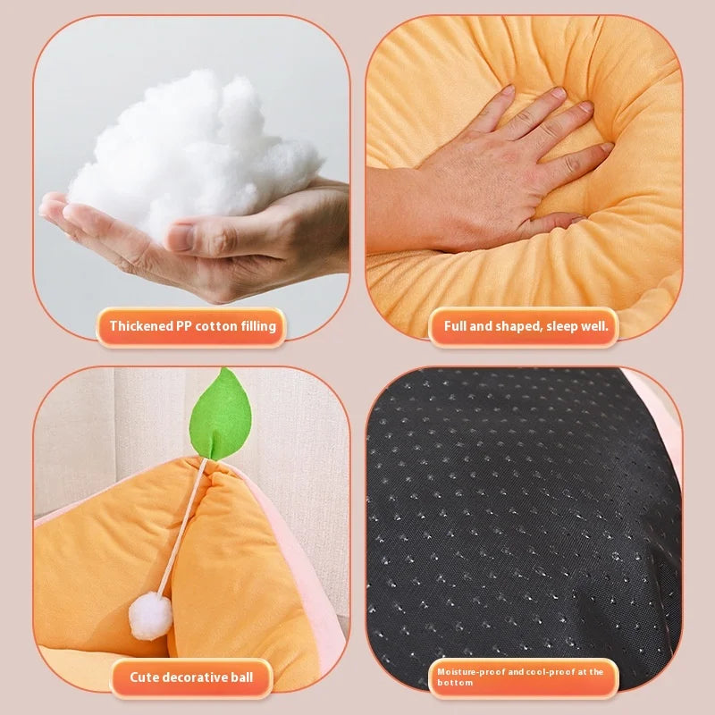 Avocado Vine Mat Cotton Fleece Double-sided Pad Pet Cat Bed, Suitable for Spring and Summer, Dog Bed, Cute Cat Bed