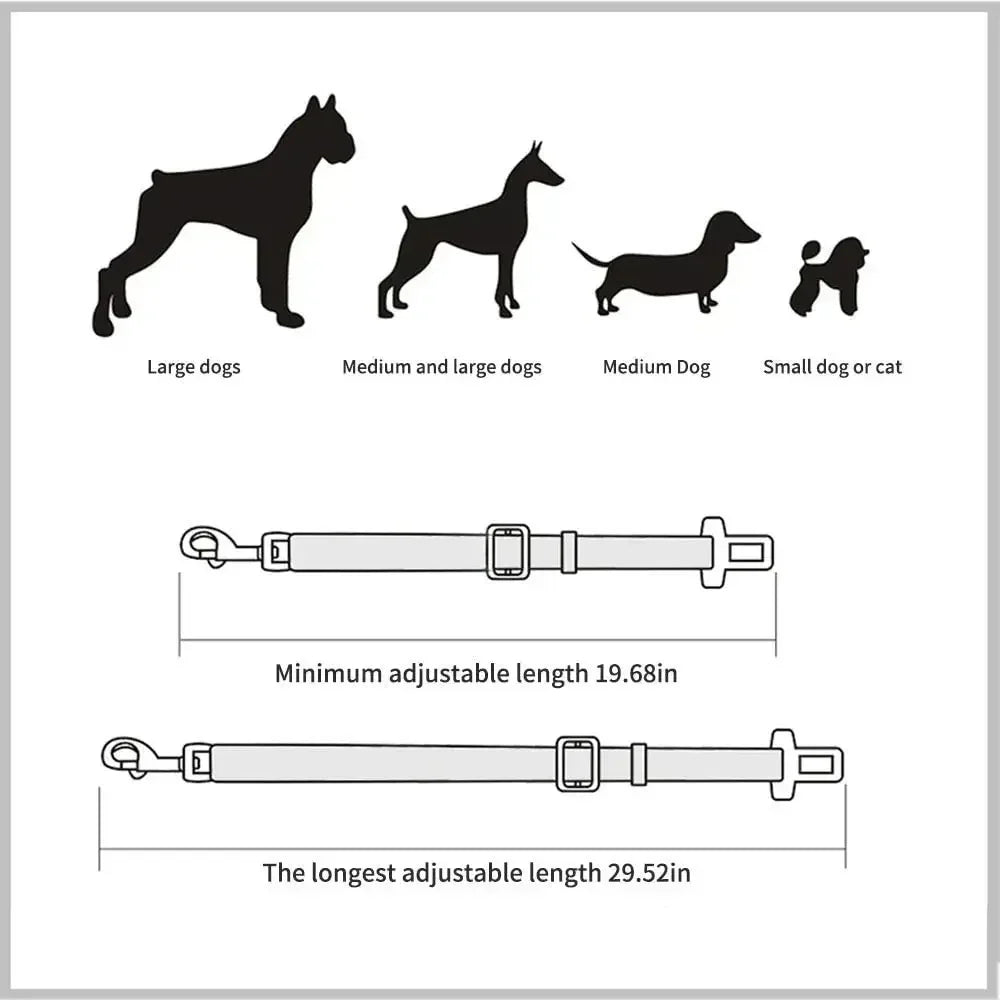 Adjustable Pet Dog Car Seat Belt Leash Heavy Duty Durable Nylon Pet Safety Harness Universal for Vehicle  Heavy Duty Sturdy