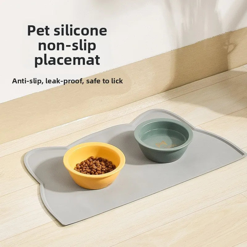 Silicone Pet Feeding Mat Waterproof Anti Slip Dog Cat Bowl Mat Leak Proof Easy Clean Pet Placemat Supplies Cat Bowl Mat Feeding