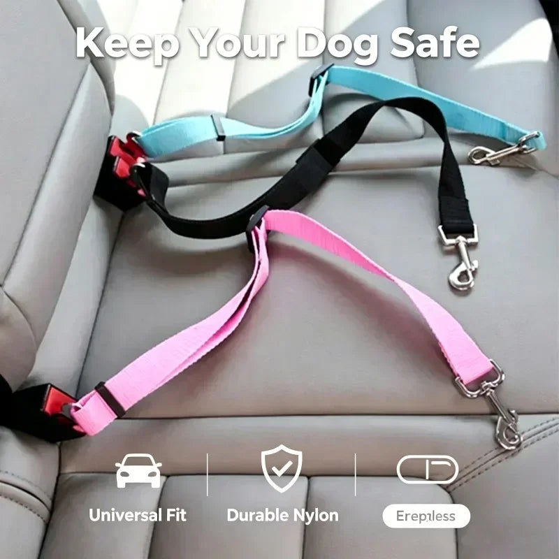 Adjustable Pet Dog Car Seat Belt Leash Heavy Duty Durable Nylon Pet Safety Harness Universal for Vehicle  Heavy Duty Sturdy