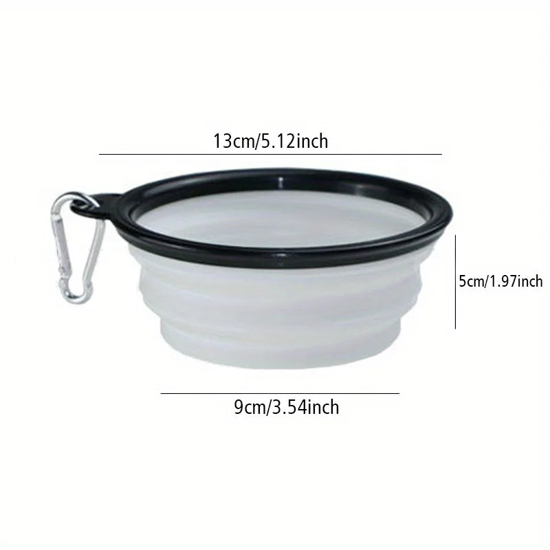 Dog Folding Bowl Portable Dog Travel Bowl Dog Food Water Bowl for Outdoor Walking Silicone Dog Food Water Bowl with Bowl Lip