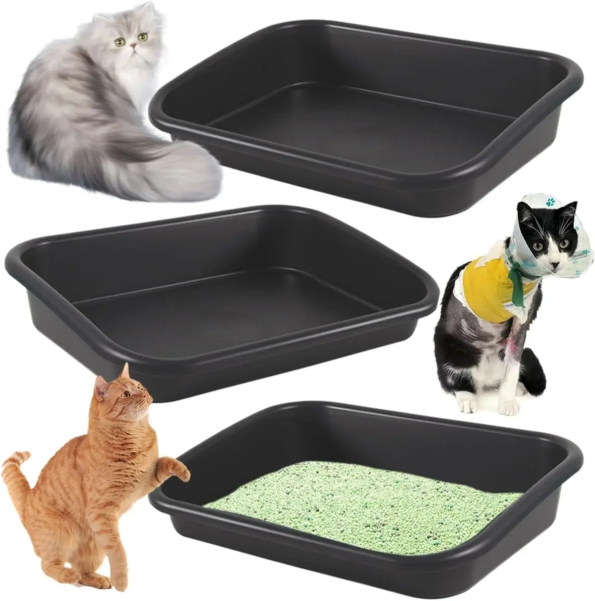 Premium Litter Box, Oversized Pet Litter Box, Low Entry Open Litter Box, Suitable for Weak, Elderly Kittens, Easy to Clean