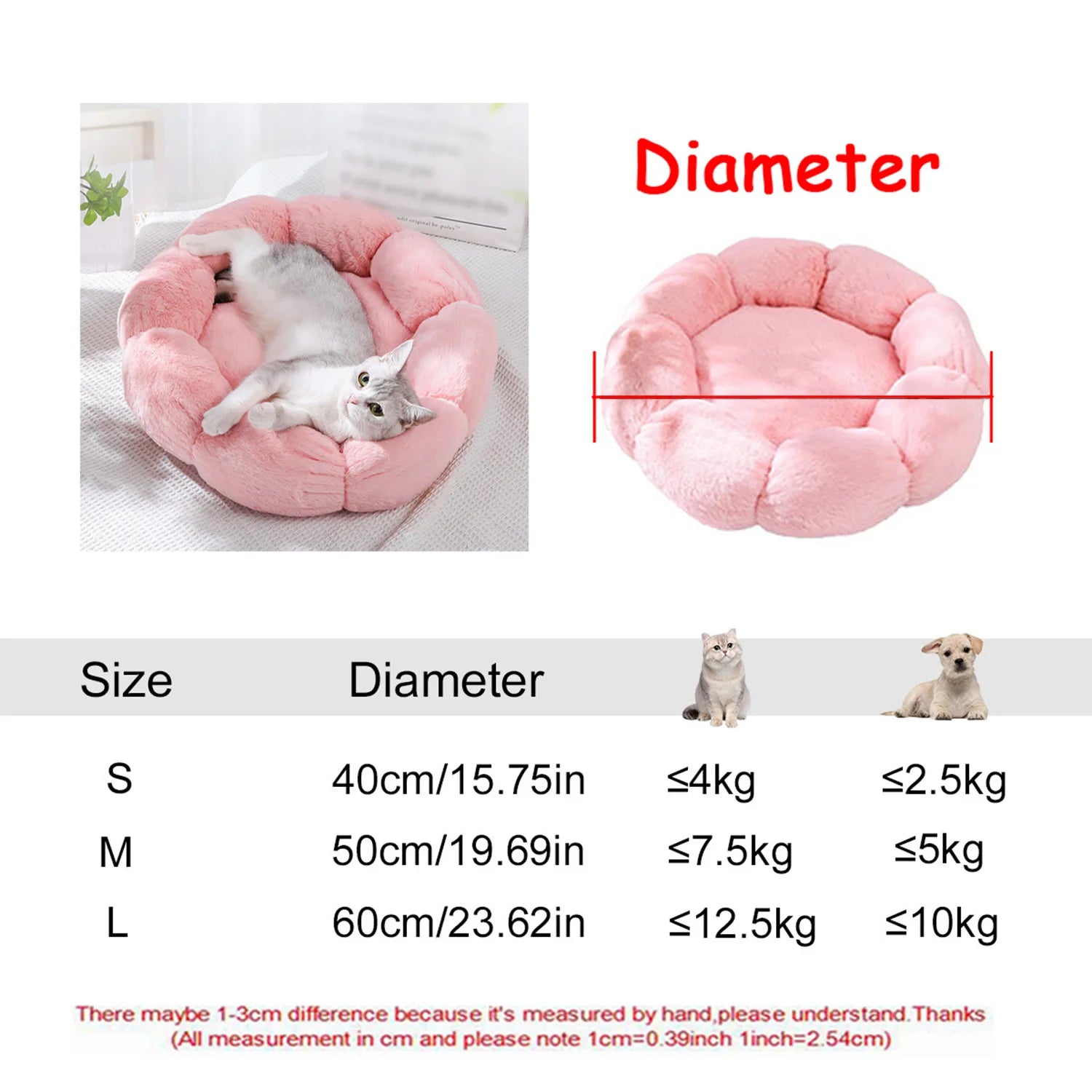 Round Dog Bed Winter Warm Cat Bed Plush Basket for Dog Washable Pet Bed for Small Medium Large Dog Sofa Cat