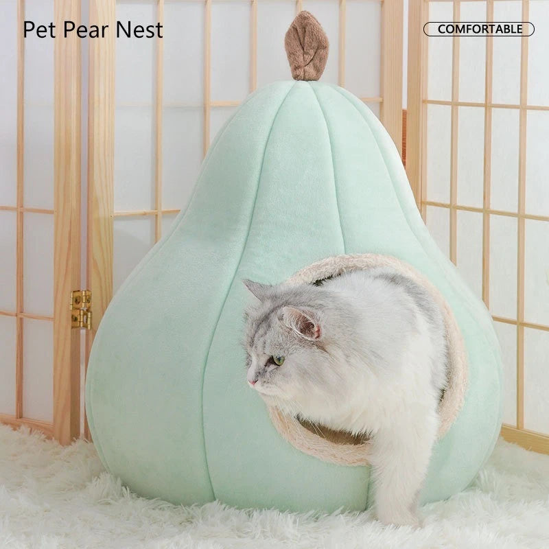 Pear Shaped Cat Bed Warm Pet House Cozy Dog Bed Semi Enclosed All Season Pet Sleeping Nest Winter Warmth Cat House Cat Beds