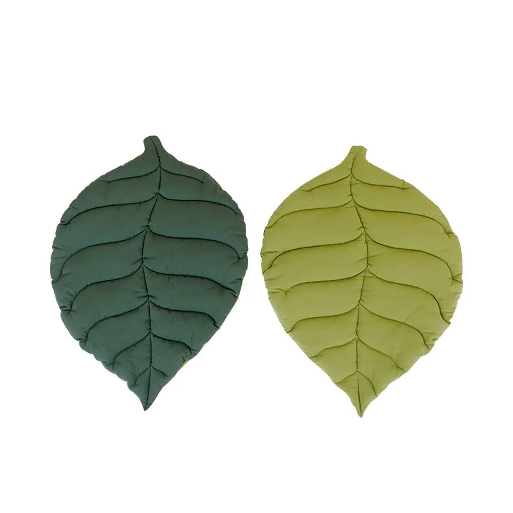 Pet Bed Cat Bed Leaf Shape Ginkgo Leaf Pet Mat Double Sided Windproof Warm Pure Cotton Seat Cushion Soft Plush Puppy Kitten Cat Dog Crate Mat Small Pet Nest Habitat