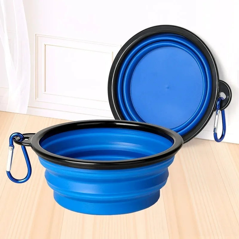 2 in 1 Collapsible Dog Travel Bowl Double Bowls Folding Food Water Bowl Portable Hangable Dog Feeder for Outdoor Dog Product