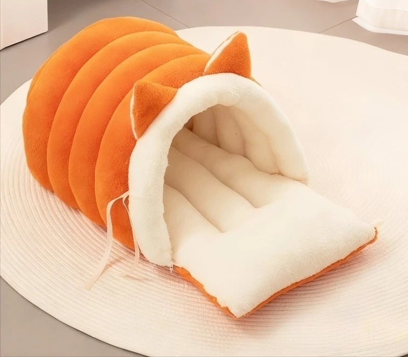 Cat Ear Cat Bed - Orange