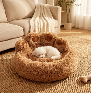 Bear paw shaped pet bed lifestyle photo