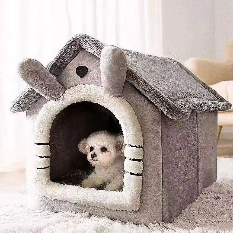 Dog house style bed lifestyle photo
