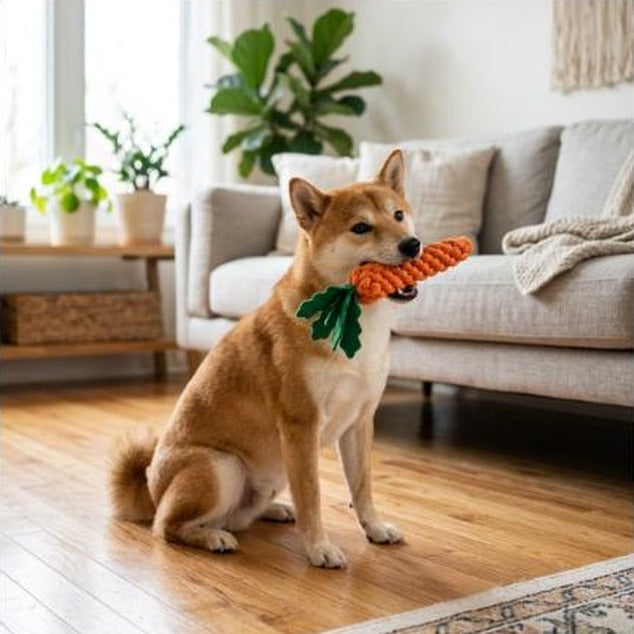 1Pcs Carrot Dog Bite Rope Pet Dog Toys Safe Durable Braided Bite Dog Chew Toys Resistant Puppy Molar Cleaning Teeth Cotton Rope