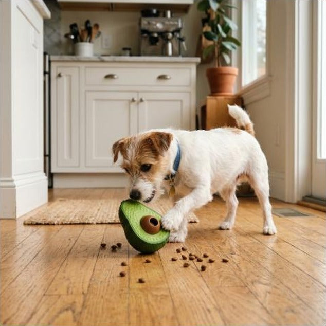 Dog Treat Dispenser Toy Avocado Non Spill Treat Dispensing Wobble Toy Interactive Pet Slow Feeder Bowl Pet Supplies for Dog Cat