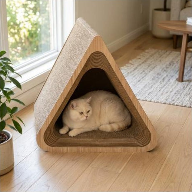 New Vertical Cats Tower Scratcher Triangular Foldable Scratching Post Multipurpose 3-in-1 Cats Pet Product Cat Pad  6-Sided Use
