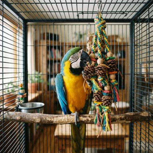 Bird Chewing Toy Funny Cotton Rope Pinecone Parrot Toys Bite Resistant Bird Tearing Toy Cockatiels Training Cage Toys For Pets