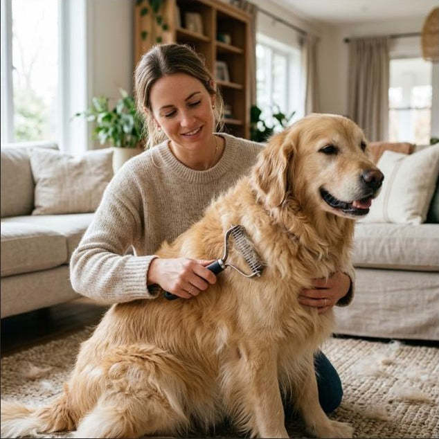 Double Sided Pet Deshedding Brush Dog Undercoat Rake For Shedding & Dematting Dog Dematting Grooming Tool For Pet Grooming Tool